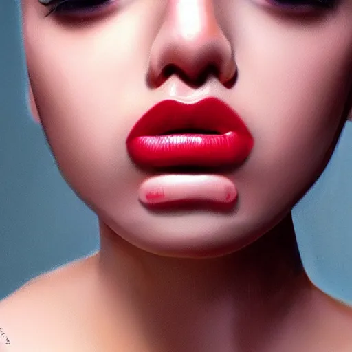 Image similar to her pouting mouth and kissable lips, hyperrealistic, octane, highly detailed,