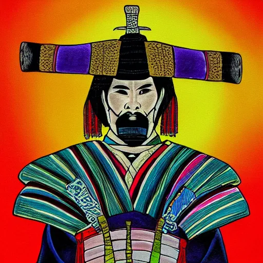 Prompt: painting of a samurai colorful ( ( dither ) )