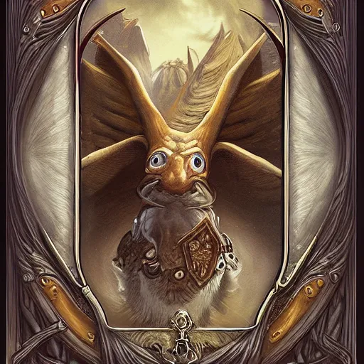 Image similar to digital painting of card frame, by filipe pagliuso and justin gerard, symmetric, fantasy, realistic, highly detailed, realistic, intricate, sharp focus, tarot card frame, peruvian