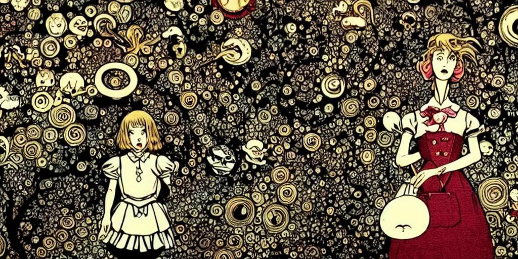 Image similar to alice in wonderland ( 2 0 1 0 ) movie still frame by yuko shimizu by murakami by tim burton