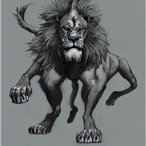 Prompt: A majestic giant lion beast man by Adams Arthur, concept art