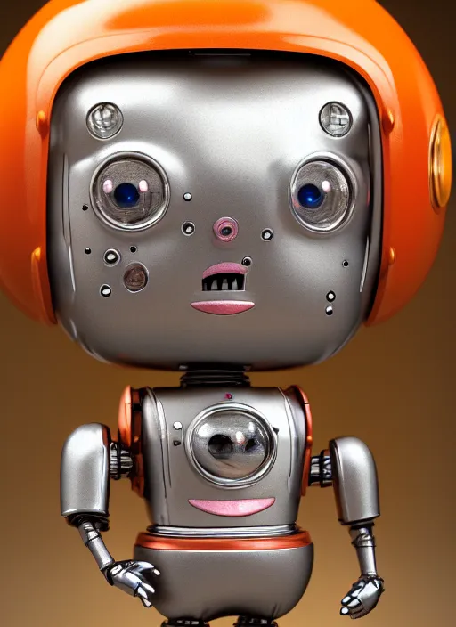 Image similar to highly detailed closeup portrait of a cute tin toy retro robot, nicoletta ceccoli, mark ryden, lostfish, earl nore, hyung tae, frank frazetta, global illumination, god rays, detailed and intricate environment