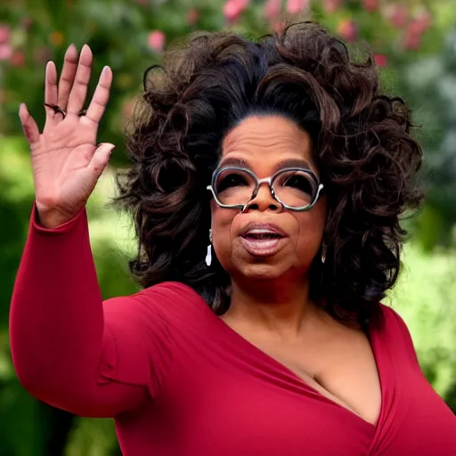 Image similar to oprah winfrey holding up a mouse to the camera