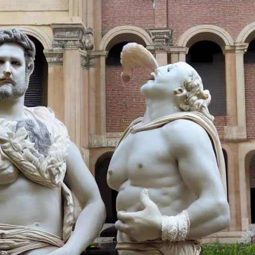 Image similar to tim and eric as roman statues photograph