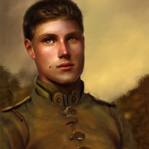 Image similar to portrait of a young ranger, fantasy, rugged, handsome, digital painting, by Charles Sillem Lidderdale