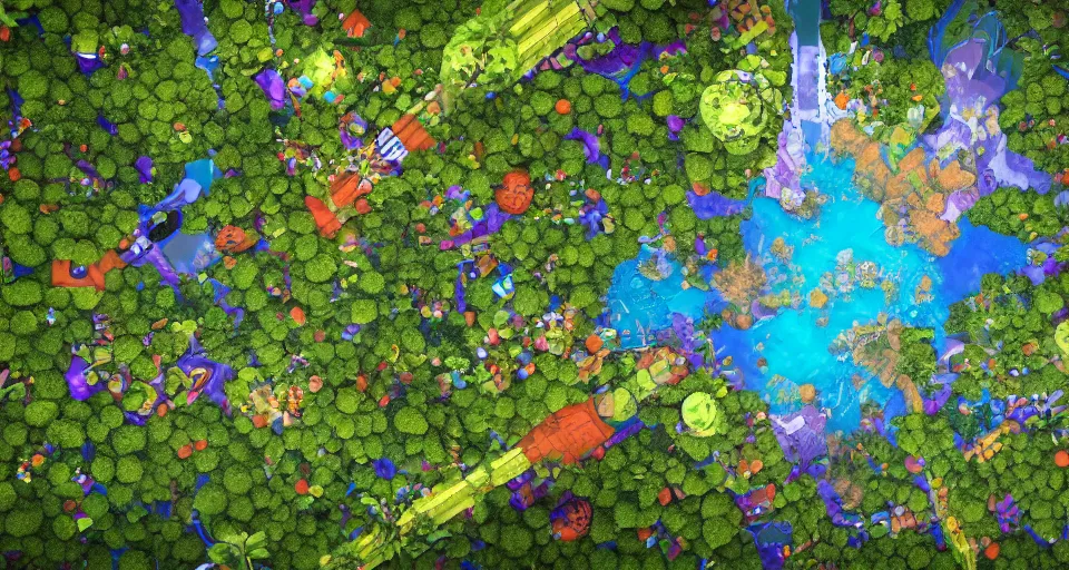 Prompt: planet overgrown with vivid colors and high contrast, huge soda waterfalls, hanging houses and floating mountains, rectilinear, barometric projection, dutch angle from space view, concept art, high detail, intimidating, deep rich colors, iridescent radiance, epic scale ultrawide angle, stunning, epic, cinematic, Artstation trending, octane render, hyperrealistic, Cryengine 8k UHD