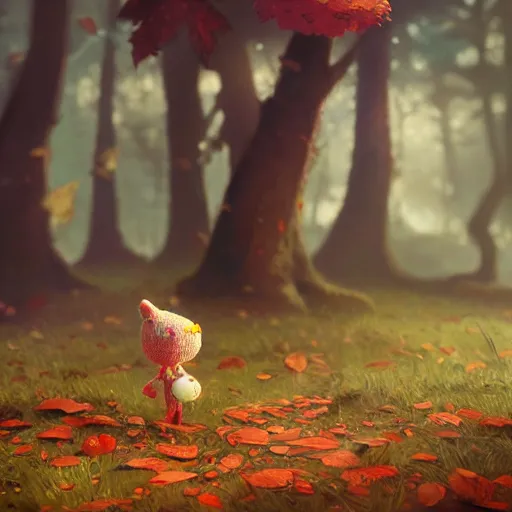 Prompt: 🍂 cute, illustration, digital art, inspired by little big planet, by greg rutkowski, sharp, masterpiece, highly detailed, photorealistic, octane render, 8 k, unreal engine 5, trending on artstation, vivid colors