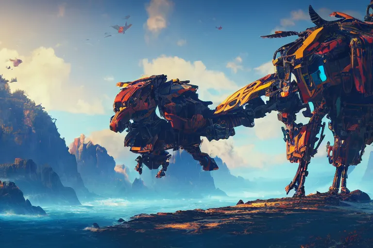 Image similar to sunwing machine mecanical creature robot of horizon forbidden west horizon zero dawn bioluminiscence global illumination ray tracing hdr fanart arstation by ian pesty and alena aenami artworks in 4 k