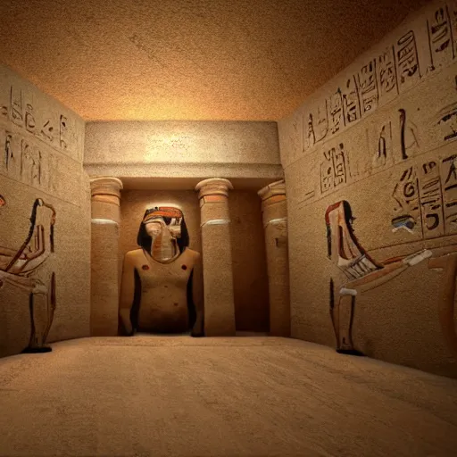 Prompt: 8 k hd detailed octane render of an ancient egyptian tomb with hieroglyphics