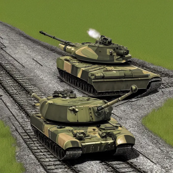 Prompt: t - 9 0 m going through the countryside while aiming at the side of the body photo realistic