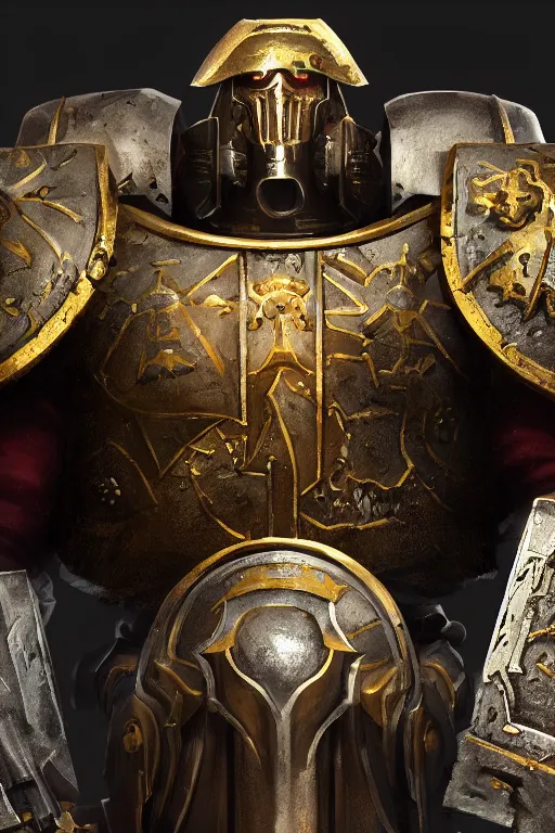 Image similar to armor portrait heros warhammer 4 0 k horus heresy fanart - the primarchs emperor by johannes helgeson animated with vfx concept artist & illustrator global illumination ray tracing hdr fanart arstation zbrush central hardmesh 8 k octane renderer