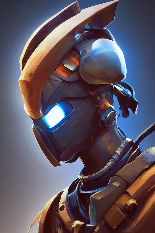 Image similar to epic mask helmet robot ninja portrait stylized as fornite style game design fanart by concept artist gervasio canda, behance hd by jesper ejsing, by rhads, makoto shinkai and lois van baarle, ilya kuvshinov, rossdraws global illumination radiating a glowing aura global illumination ray tracing hdr render in unreal engine 5