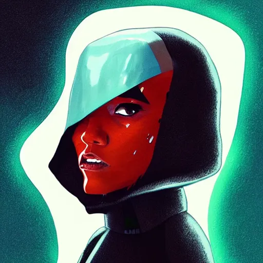 Image similar to star wars sith lord Rihanna profile picture by Greg Rutkowski, mod green Bob wig, hooded fur coat, asymmetrical, futuristic, volumetric lights, streetwear, studio ghibli, Organic Painting , Matte Painting, geometric shapes, hard edges, trending on the artstation, fantasy LUT, realistic by Sachin Teng + Martin Grip + Moebius + Patrick Gleason, smooth, sharp focus, illustration, art by John Collier and Albert Aublet and Krenz Cushart and Artem Demura and Alphonse Mucha, techwear, Industrial Scifi, detailed illustration, character portrait,