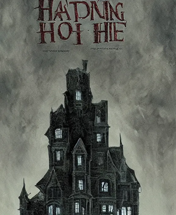 Image similar to illustration of The Haunting of Hill House (2018), Les Edwards poster art, detailed