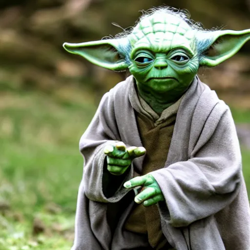 Prompt: Yoda on the set of Lord of the Rings, highly detailed, high quality, HD, 4k, 8k, Canon 300mm, professional photographer, 40mp, lifelike, top-rated, award winning, realistic, sharp, no blur, edited, corrected, trending