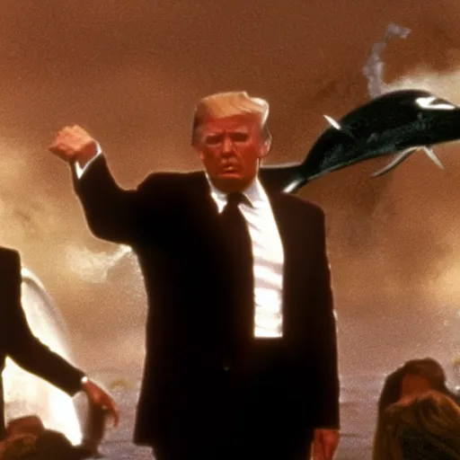 Prompt: Donald trump playing Jaws in James bond