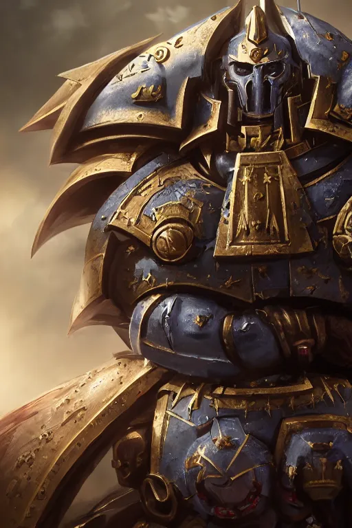 Image similar to armor portrait heros warhammer 4 0 k horus heresy fanart - the primarchs emperor by johannes helgeson animated with vfx concept artist & illustrator global illumination ray tracing hdr fanart arstation zbrush central hardmesh 8 k octane renderer