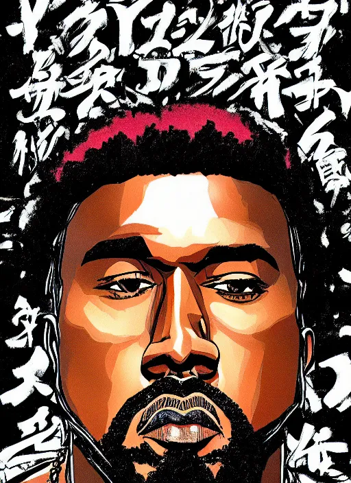 Image similar to kanye west manga cover, detailed, intricate colors, artstation trending, akira