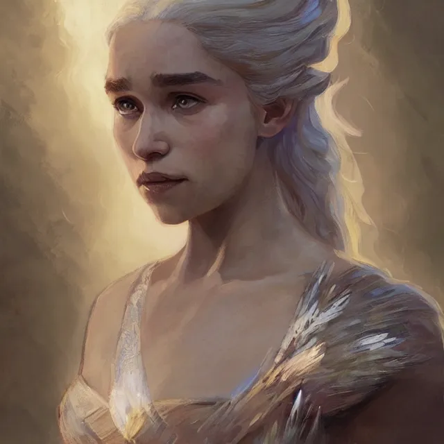 Prompt: Daenerys Targaryen as an airbender, portrait, elegant, intricate, digital painting, artstation, concept art, smooth, sharp focus, illustration, art by konstantin korovin and Daniel F. Gerhartz and john howe