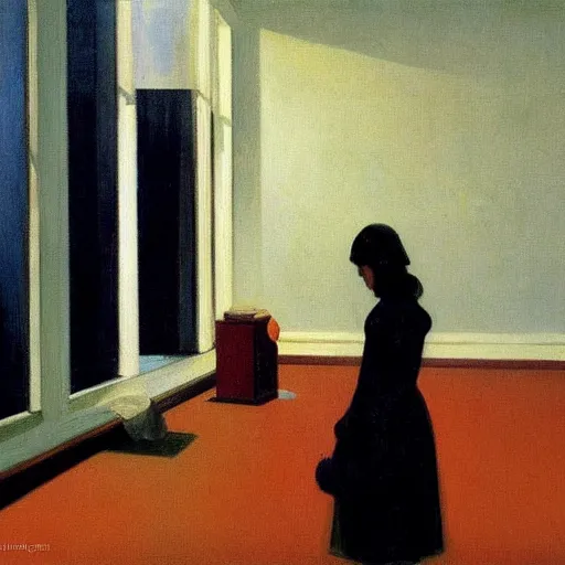 Image similar to painting of a flooded house interior, by Edward Hopper