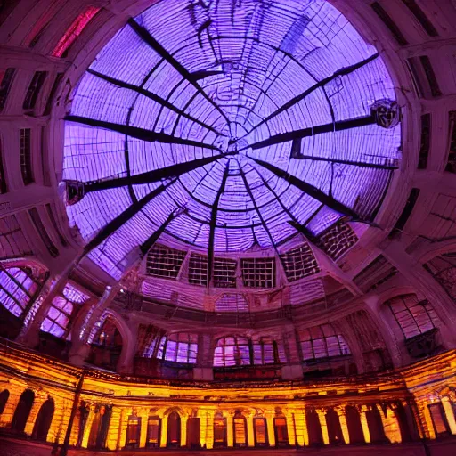 Image similar to City inside of a dome, realistic, glow, night,