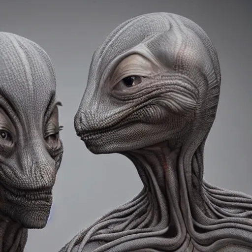 Prompt: actual photograph of grey aliens, award winning, high def