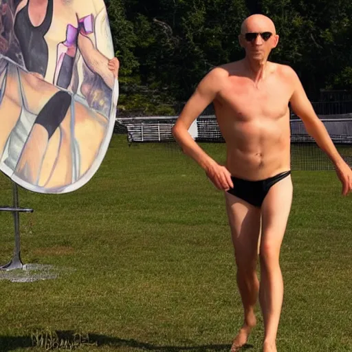 Image similar to count orlok in a swimsuit playing beach volleyball on a bright sunny day