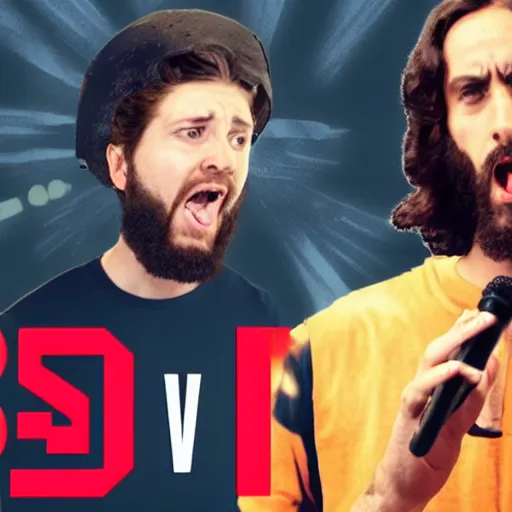 Image similar to jesus vs satan rap battle