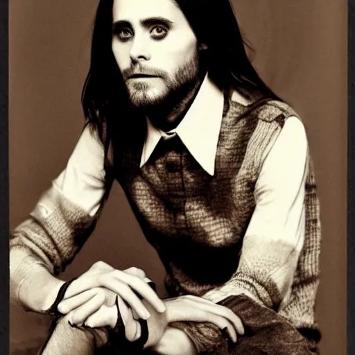 Prompt: jared leto antique photograph