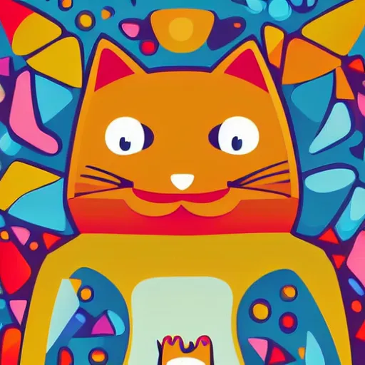 Image similar to a happy cat, whole body, Anthropomorphic, highly detailed, colorful, illustration, smooth and clean vector curves, no jagged lines, vector art, smooth