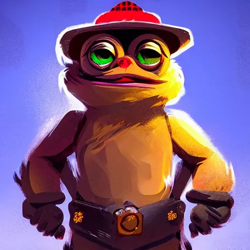Image similar to pepe the miner with crystals, greg rutkowski, crystals