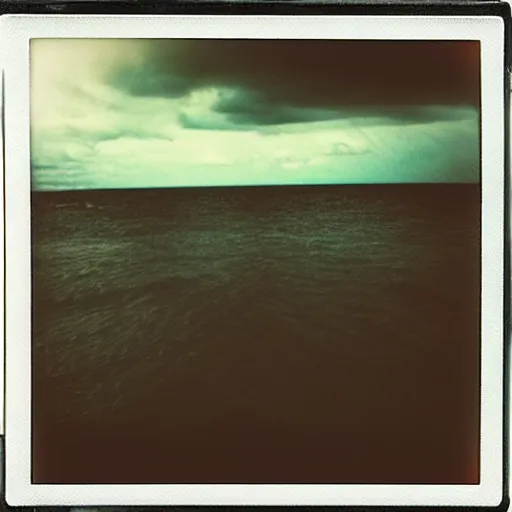Prompt: a perfect storm, taken on a polaroid camera