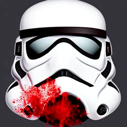 Image similar to storm trooper's head coming out of a meth red mist, trending on artstation, profile pic, centered, accurate anatomy, highly detailed, digital art,