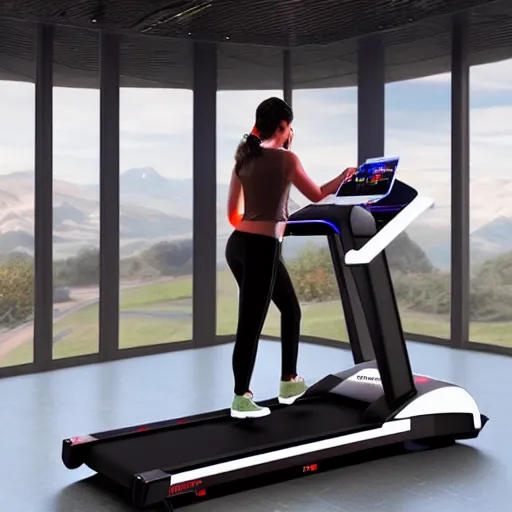 Image similar to RGB gaming treadmill manufactured by the company razor