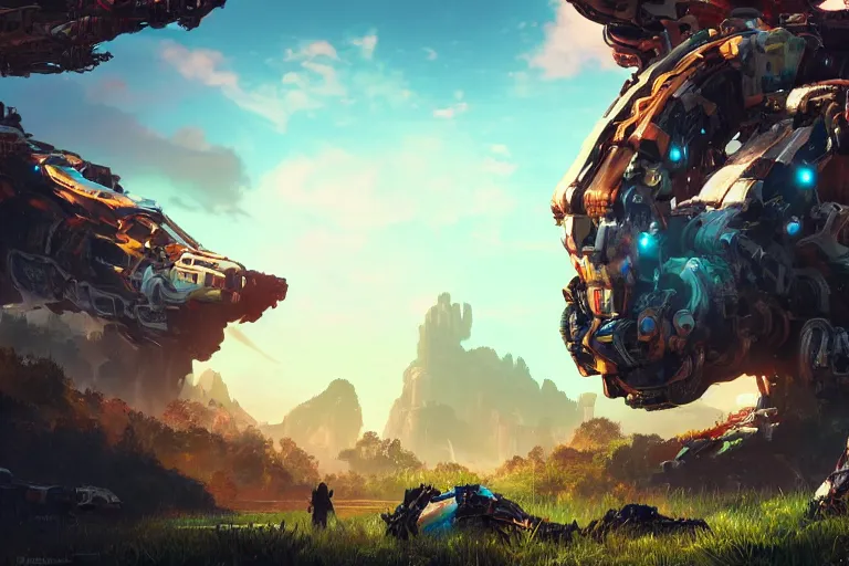 Image similar to snapmaw machine mecanical creature robot of horizon forbidden west horizon zero dawn bioluminiscence global illumination ray tracing hdr fanart arstation by ian pesty and alena aenami artworks in 4 k