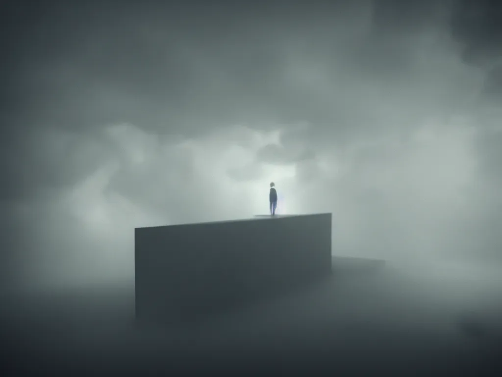 Image similar to random dramatic beautiful melancholy, octane render, dramatic fog in old sad room