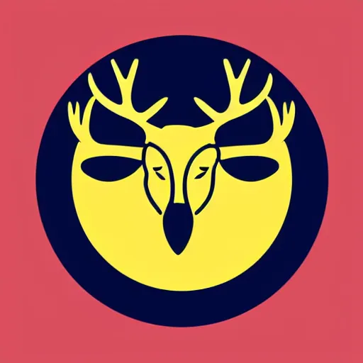 Image similar to a yellow moose logo with maple leaf shaped antlers, graphic design, logo