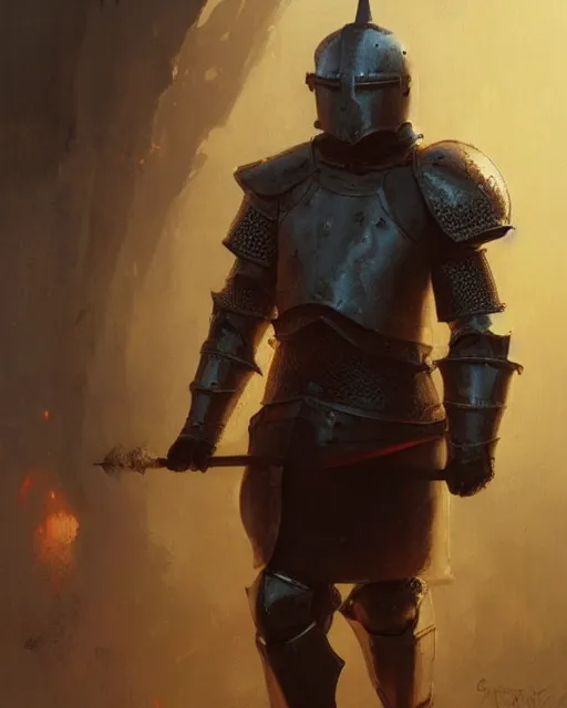 Image similar to Hyper realistic painting of a knight with armor made out of flaming embers, cracks in the armor, reflected light, red lighting, dark fantasy, fog, by greg rutkowski, trending on artstation