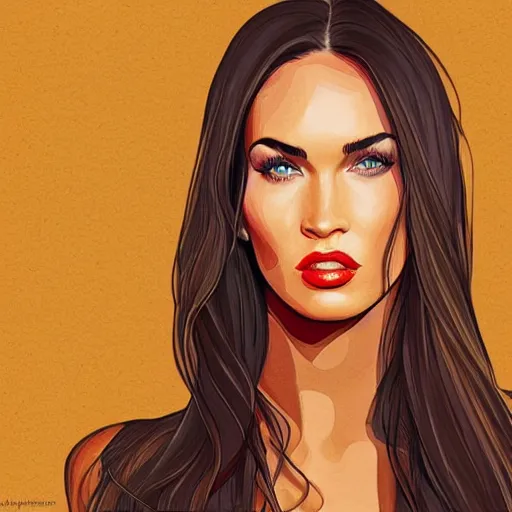 Prompt: megan fox portrait by arunas kacinskas, sketch, pencils, minimalistic, procreate, digital illustration, vector illustration