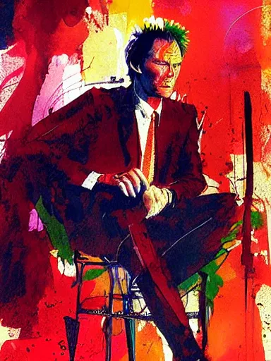 Prompt: clint eastwood by bill sienkiewicz, painting, detailed, hyper-detailed