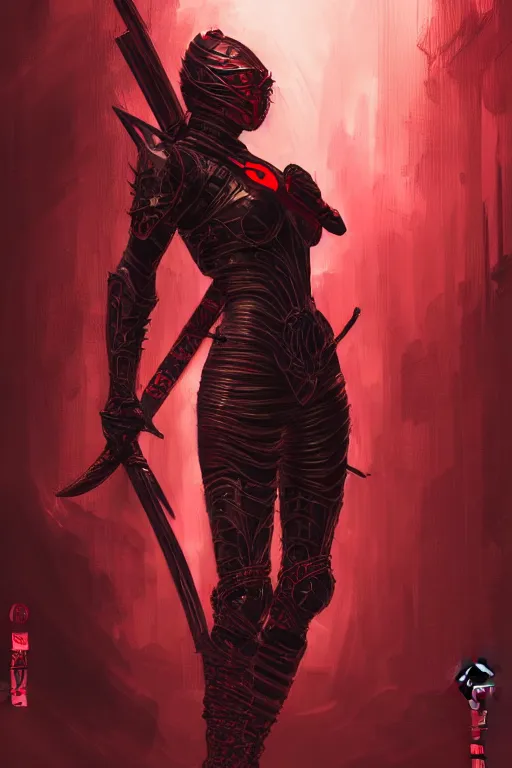 Image similar to portrait Ninja gaiden girl, armored black and red ninja wardrobe, in ruin japanese temple night, ssci-fi and fantasy, intricate and very very beautiful and elegant, highly detailed, digital painting, artstation, concept art, smooth and sharp focus, illustration, art by tian zi and WLOP and alphonse mucha