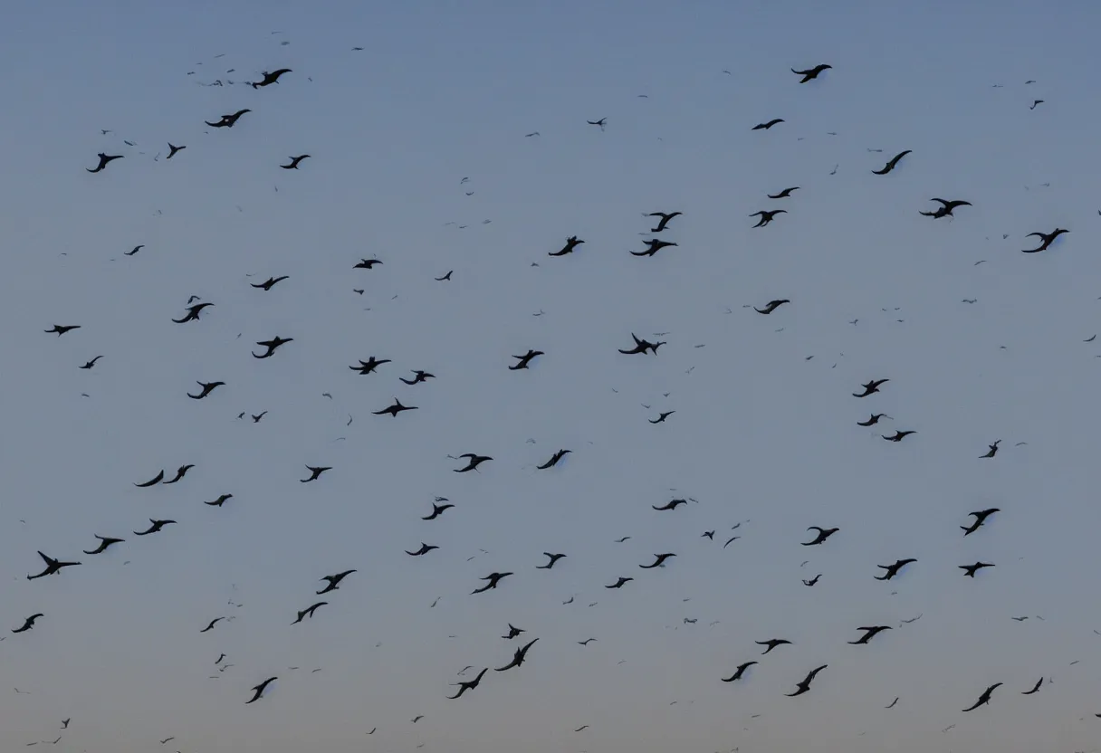 Prompt: dolphins flying through the sky in the gobi desert, stunning photograph