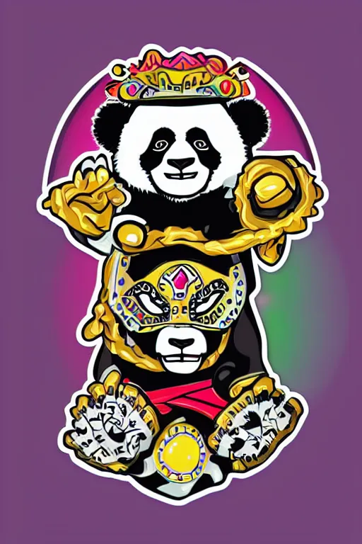 Image similar to Portrait of a panda as a Mexican wrestler, sticker, colorful, illustration, highly detailed, simple, smooth and clean vector curves, no jagged lines, vector art, smooth