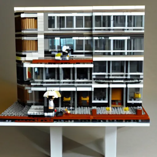 Prompt: a mies van der rohe house in lego