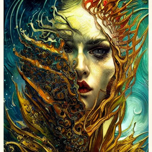 Image similar to Divine Chaos Engine by Karol Bak and Vincent Van Gogh