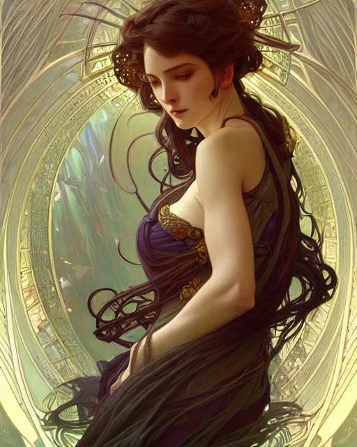 Image similar to portrait of a transcendental creature, d & d, fantasy, intricate, elegant, highly detailed, digital painting, artstation, concept art, smooth, sharp focus, illustration, art by artgerm and greg rutkowski and alphonse mucha, new art nouveau