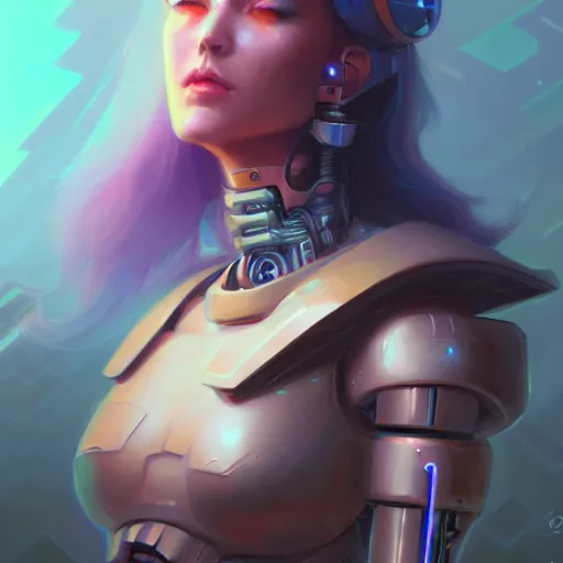 Image similar to a portrait of a beautiful cybernetic hippie, cyberpunk concept art by pete mohrbacher and wlop and artgerm and josan gonzales, digital art, highly detailed, intricate, sci-fi, sharp focus, Trending on Artstation HQ, deviantart, unreal engine 5, 4K UHD image