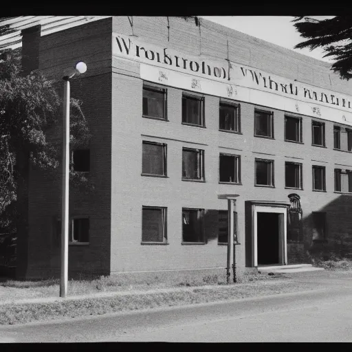 Image similar to a black and white photo of an old building by Dorothea Lange, featured on flickr, northwest school, 1920s, 1970s, 1990s