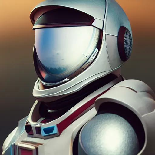 Image similar to beautiful portrait of a mecha astronaut alone on a distant planet heaven with spaceship destroyed, octane render, trending on artstation, hyperrealistic, character photography