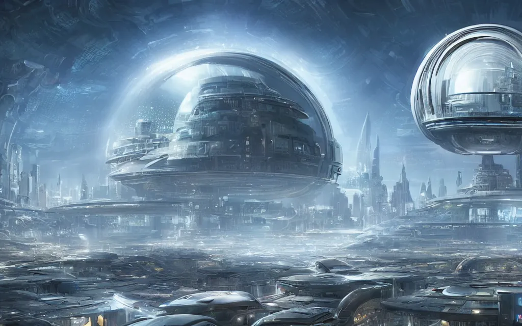 Prompt: a scifi utopian domed city, future perfect, award winning digital art